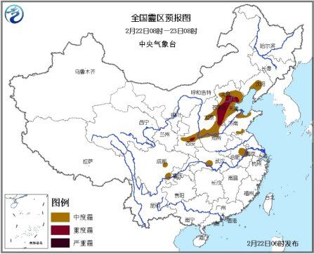 全國霾區(qū)預報圖。