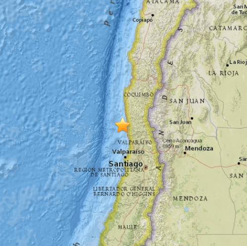 智利西部海域發(fā)生8.3級地震