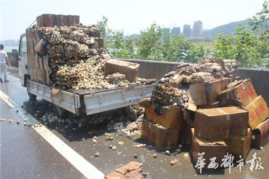 高速路上貨車自燃 近2萬枚鮮雞蛋被烤熟